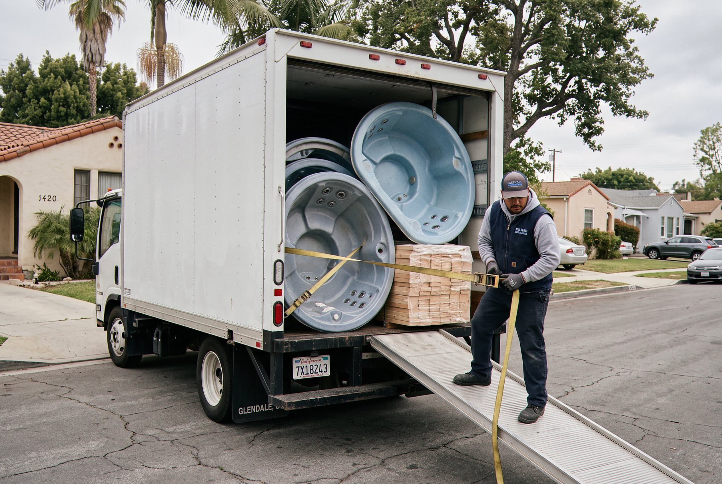 Hot tub panels staged at the curb