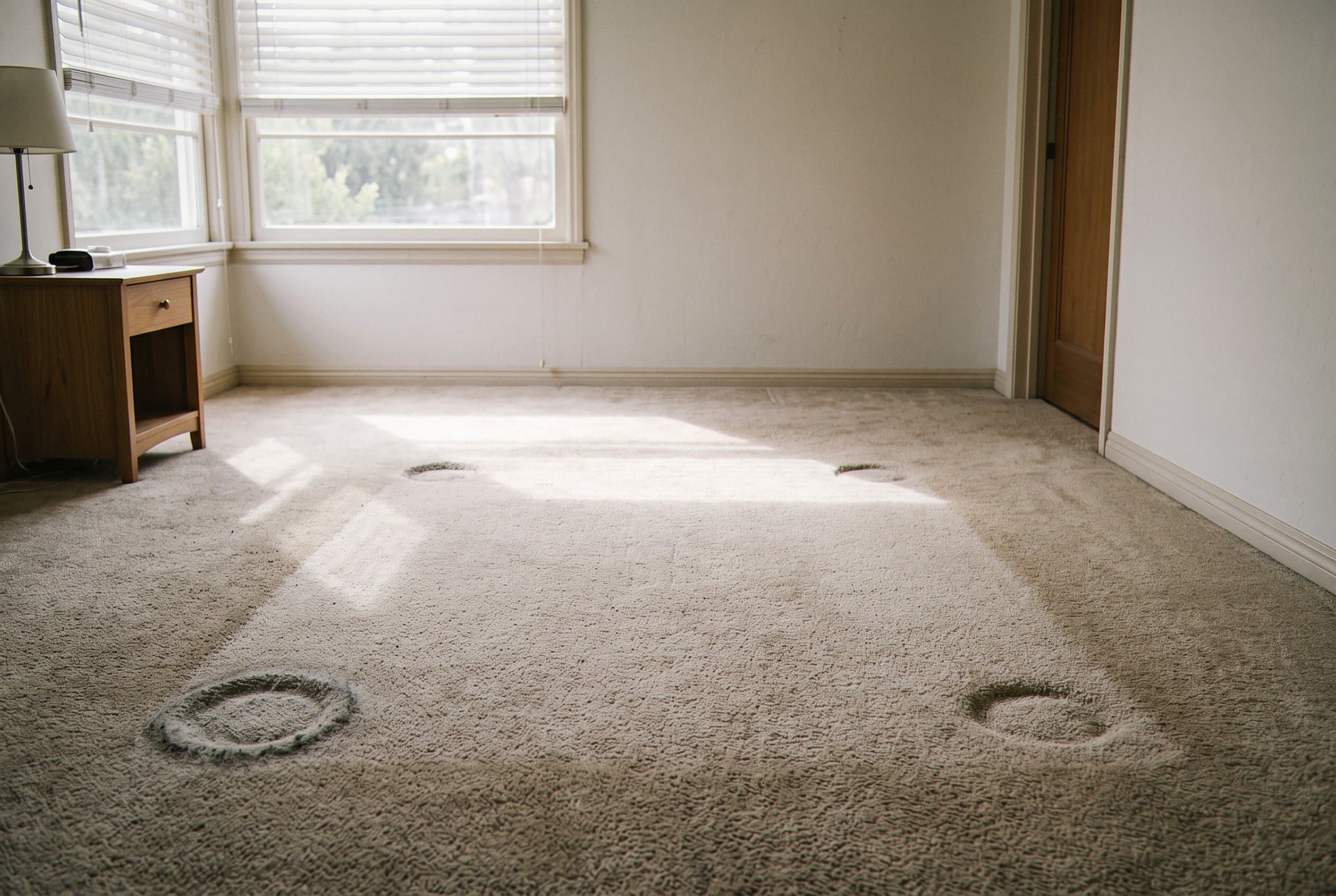 Empty bedroom after mattress removal